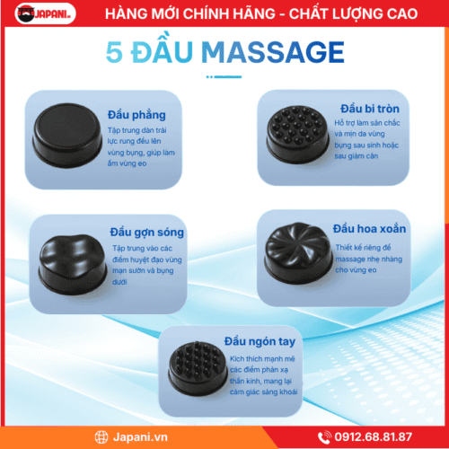 Hệ Thống Đầu Massage Đa Năng Của Máy Massage Bụng Cầm Tay JAPANI MBCT-6183
