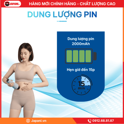 Dung lượng pin của máy massage bụng cầm tay JAPANI MBCT-6183