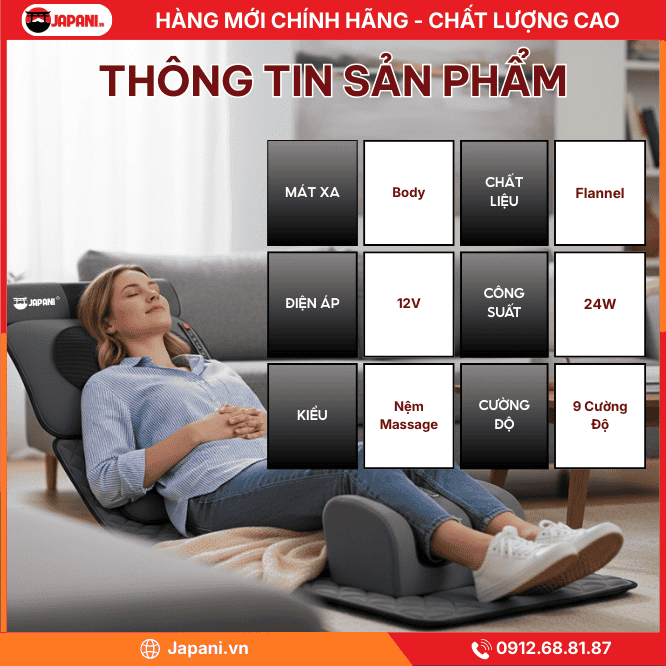 Thông tin sản phẩm nệm massage đa năng cao cấp JAPANI MDN-6237