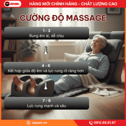 Cường độ rung của nệm massage đa năng cao cấp JAPANI MDN-6237
