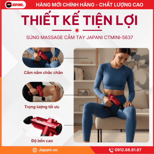 Thiết Kế Tiện Lợi Của Súng Massage Cầm Tay Mini JAPANI CTMINI-5637