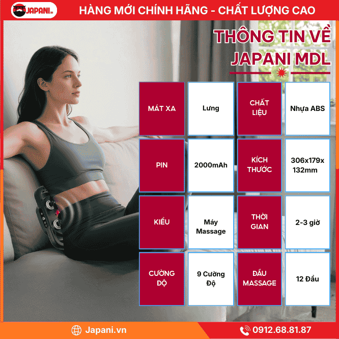 Thông Tin Chi Tiết Của Máy Massage Đấm Lưng Cao Cấp JAPANI MDL-6026
