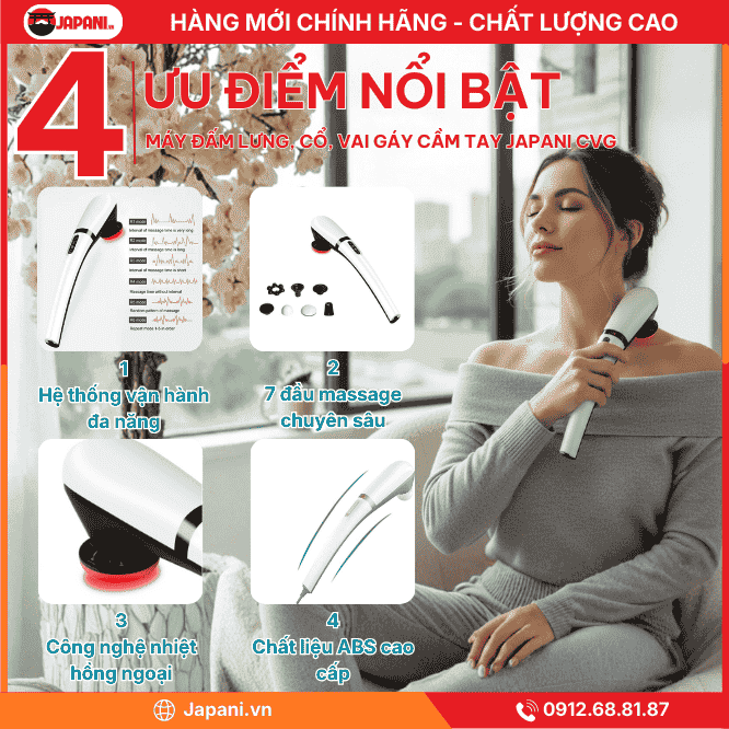 Ưu Điểm Nổi Bật Của Máy Đấm Lưng, Cổ, Vai Gáy Cầm Tay JAPANI CVG-6082
