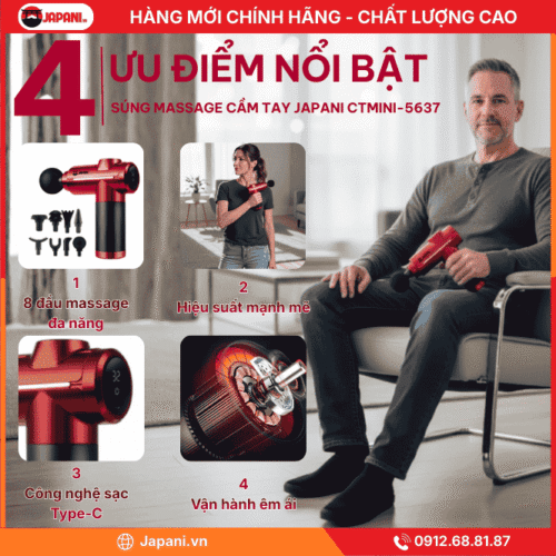 Ưu Điểm Nổi Bật Của Súng Massage Cầm Tay Mini JAPANI CTMINI-5637