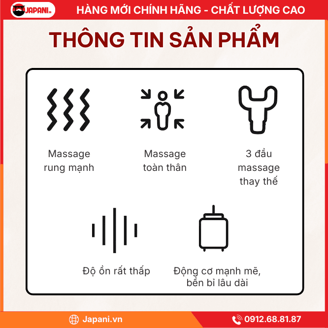Thông tin sản phẩm máy massage cầm tay cán dài JAPANI MCT-6303