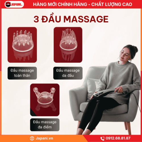 Số đầu massage của máy massage cầm tay cán dài JAPANI MCT-6303