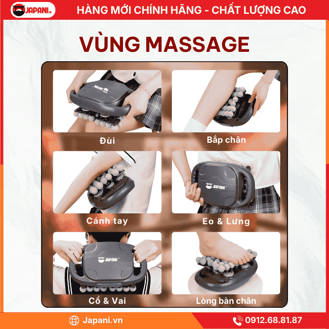 Khu vực massage của máy massage cầm tay đa năng JAPANI MDN-6372