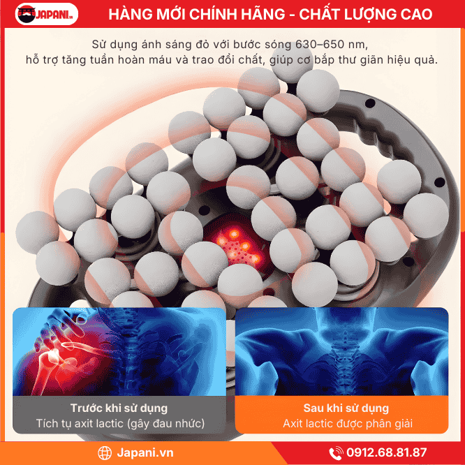 Nhiệt hồng ngoại có trong máy massage cầm tay đa năng JAPANI MDN-6372