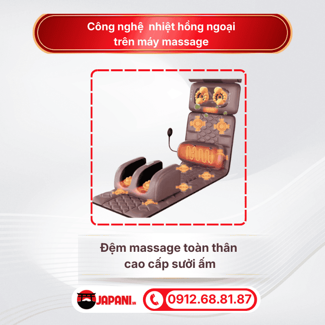 Công nghệ trên đệm massage lưng: Hồng ngoại và 9 điểm rung