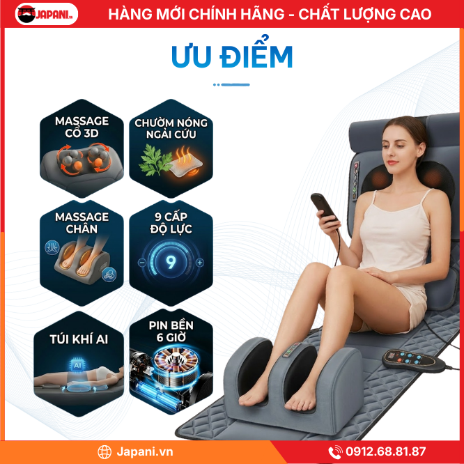 Ưu điểm của Nệm massage toàn thân cao cấp JAPANI MDN-6616