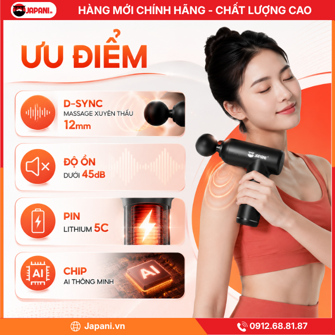 Ưu điểm của Súng massage cầm tay mini JAPANI MCT-7347