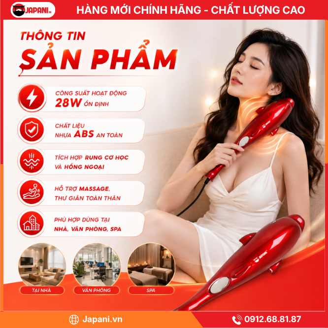 Thông tin về Máy massage cầm tay cá heo nút gạt JAPANI MCT-7383 New