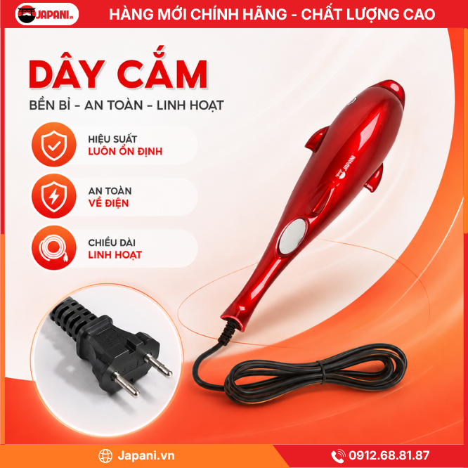 Dây cắm của Máy massage cầm tay cá heo nút gạt JAPANI MCT-7383 New