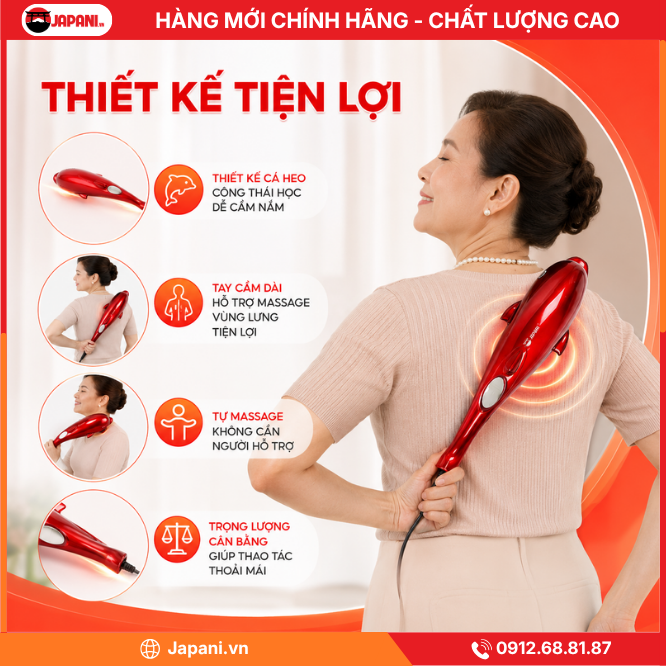 Thiết kế tiện lợi của Máy massage cầm tay cá heo nút gạt JAPANI MCT-7383 New