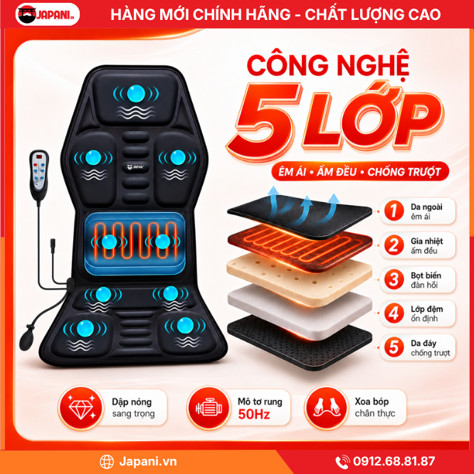 Công nghệ của Nệm massage trên ô tô JAPANI MDN-7801 mát xa toàn thân