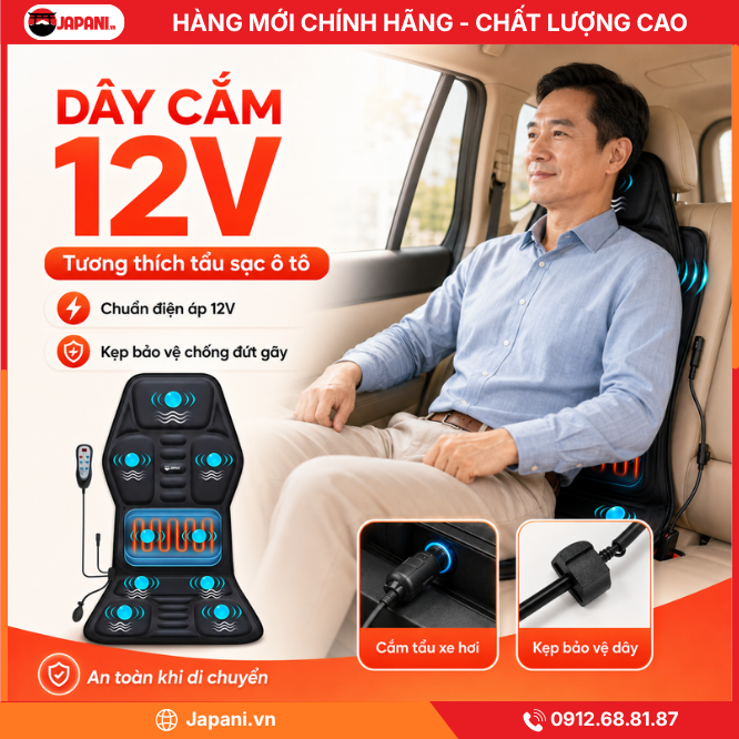 Dây cắm của Nệm massage trên ô tô JAPANI MDN-7801 mát xa toàn thân