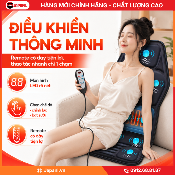 Điều khiển của Nệm massage trên ô tô JAPANI MDN-7801 mát xa toàn thân