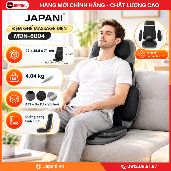 Đệm ghế massage điện JAPANI MDN-8004 nhiều chế độ