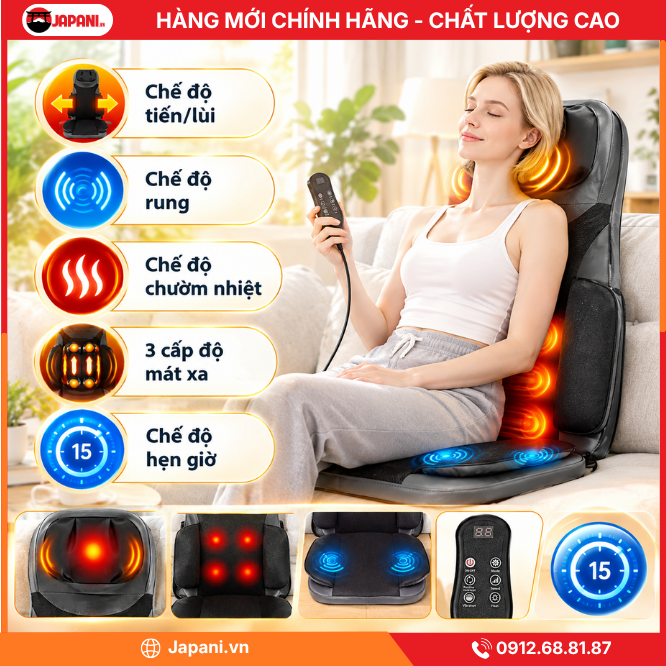 Đệm ghế massage điện JAPANI MDN-8004 nhiều chế độ