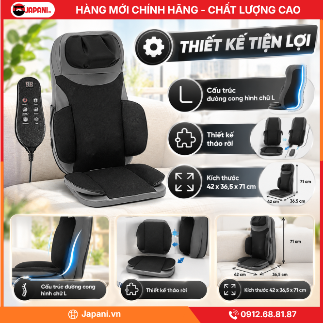 Đệm ghế massage điện JAPANI MDN-8004 nhiều chế độ